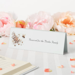 Plaque De Table Élégante abeille et Mariage floral Réservé Panneau