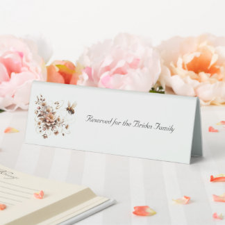 Plaque De Table Élégante abeille et Mariage floral Réservé Panneau