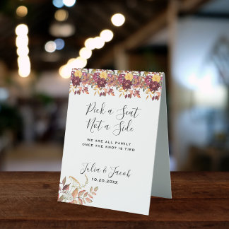 Plaque De Table Elégante aquarelle d'automne Mariage Floral