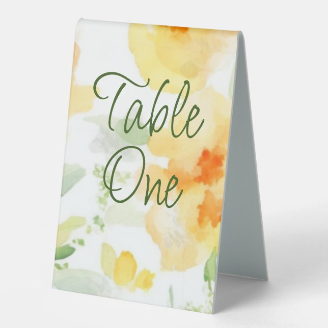 Plaque De Table Elégante aquarelle orangée fleurie (Recto)