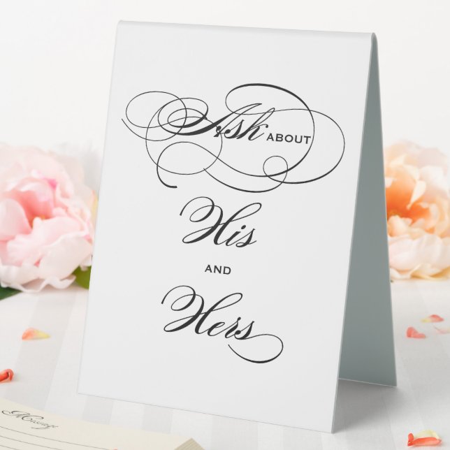 Plaque De Table Élégante calligraphie noire Son et ses boissons (In SItu (Mariage))