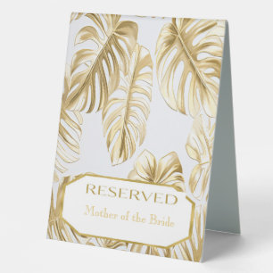 Plaque De Table Elégante carte de placement Mariage Monstera Gold