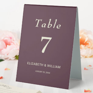 Plaque De Table Elégante laque simple cerise, Mariage Monogramme