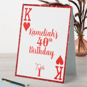 Plaque De Table Elégante Parties scintillant rouge K de coeur fête