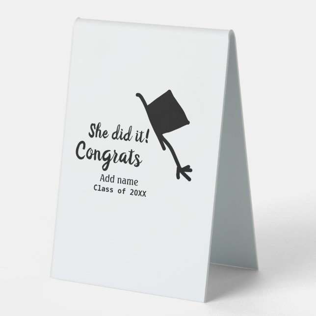 Plaque De Table Elle l'a fait grats diplôme ajouter le nom de l'ét (Recto)