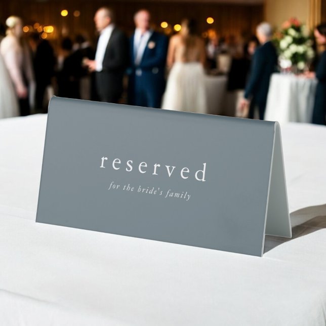 Plaque De Table EMELIA Marine Rustic Minimal Boho Mariage Réservé (EMELIA Navy Rustic Minimal Boho Wedding Reserved Table Tent Sign)