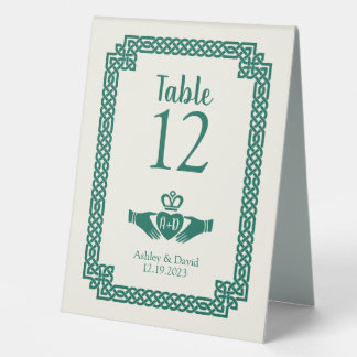 Plaque De Table Emerald Green Celtic Knot Claddagh Mariage irlanda