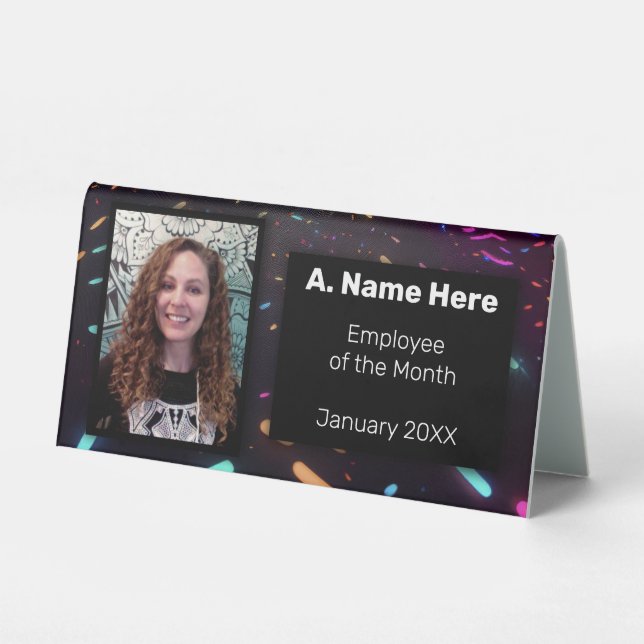 Plaque De Table Employé du mois du parti Neon personnalisé (Recto)