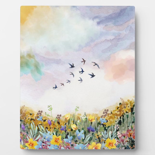 Plaque de table en aquarelle avec de l'Easel (Devant)