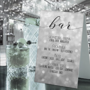 Plaque De Table Enseigne de cocktails signature de bar en bokeh ar