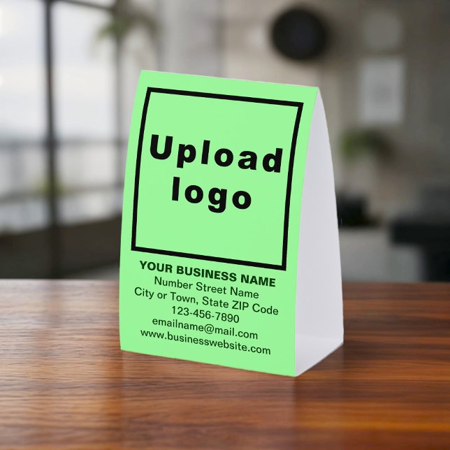 Plaque De Table Enseigne de style tente vert clair de marque comme (Light green paper table sign tent style with your business brand)