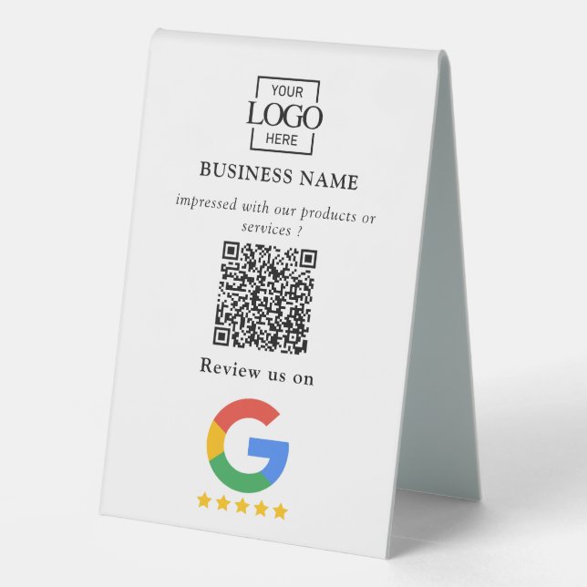 Plaque De Table Enseigne de table Code QR du logo de l'entreprise  (Verso)