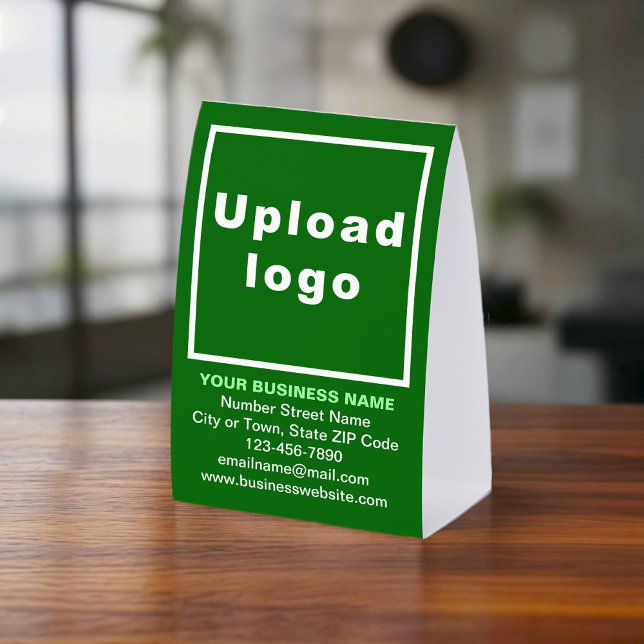 Plaque De Table Enseigne de table de style tente verte de marque c (Green paper table sign tent style with your business brand)