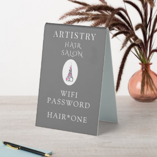 Plaque De Table Enseigne WiFi pour salon de coiffure de luxe