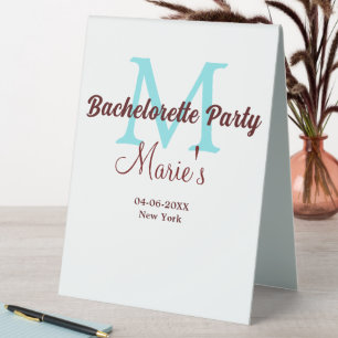 Plaque De Table enterrement de vie de jeune fille monogramme ajout