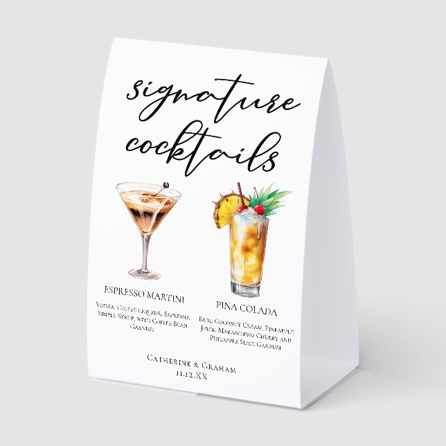 Plaque De Table Espresso Martini Pina Colada Dessert Cocktails (Recto)