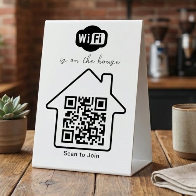 Plaque De Table Est Offert Par La Maison | Code QR WiFi Minimalist (Créateur téléchargé)