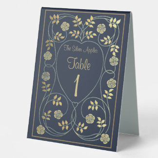 Plaque De Table Ethereal Navy & Gold Vintage Art Nouveau Wedding