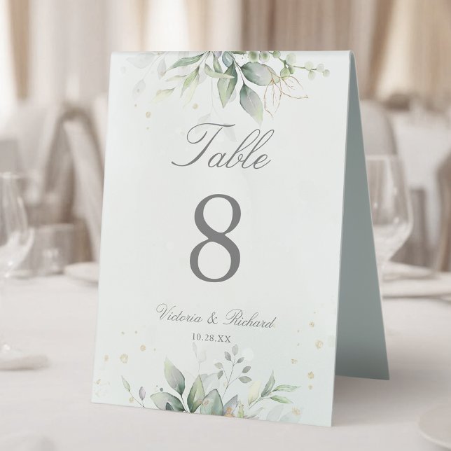 Plaque De Table Eucalyptus Botanique Verdure Aquarelle Élégante (Créateur téléchargé)