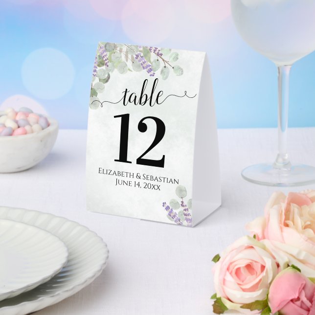 Plaque De Table Eucalyptus & Lavender Elegant Wedding Numéro de ta (Insitu (mariage))
