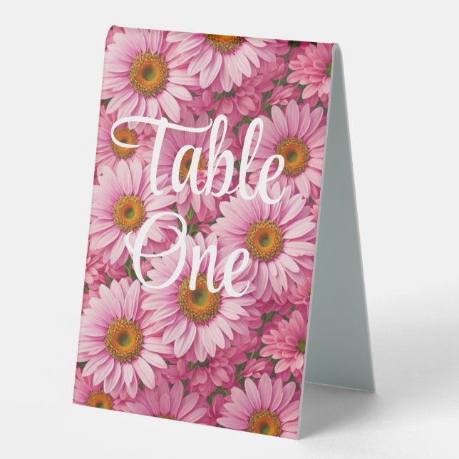 Plaque De Table Faisceaux rose rose printanière rose pâle margueri (Recto)