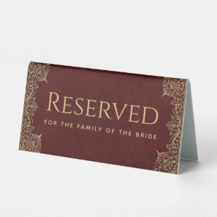 Plaque De Table Famille de mariée Mariage d'or de Bourgogne réserv