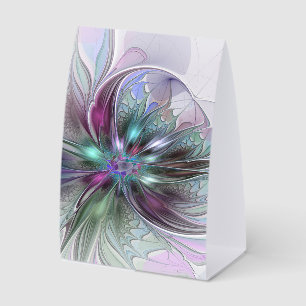Plaque De Table Fantaisie Abstraite Moderne Fleur Fractale Colorée