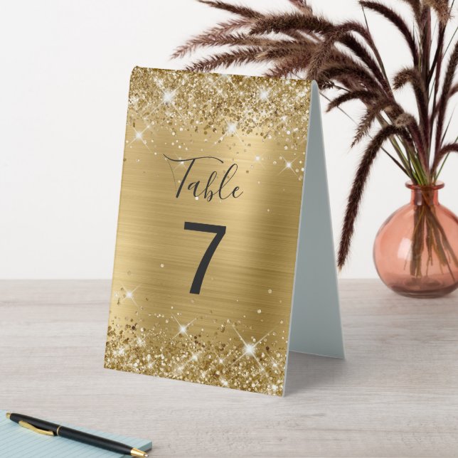Plaque De Table Faux numéro de table de mariage en feuille d'or sc (En SItu (Tableau))