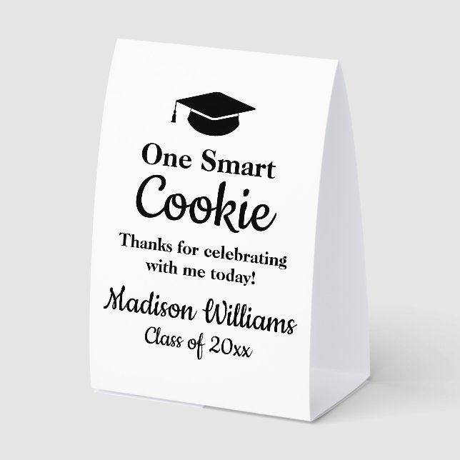 Plaque De Table Faveur de remise de diplômes One Smart Cookie noir (Recto)
