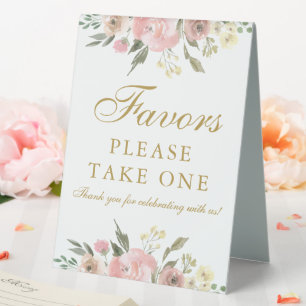 Plaque De Table Favors de mariage élégants en or rose floral