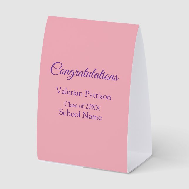 Plaque De Table Félicitations au diplômé ajoutez le nom de l'école (Recto)