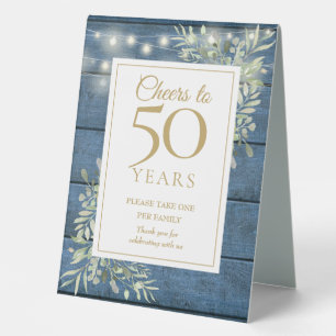 Plaque De Table Félicitations pour les 50 ans d'anniversaire Rusti