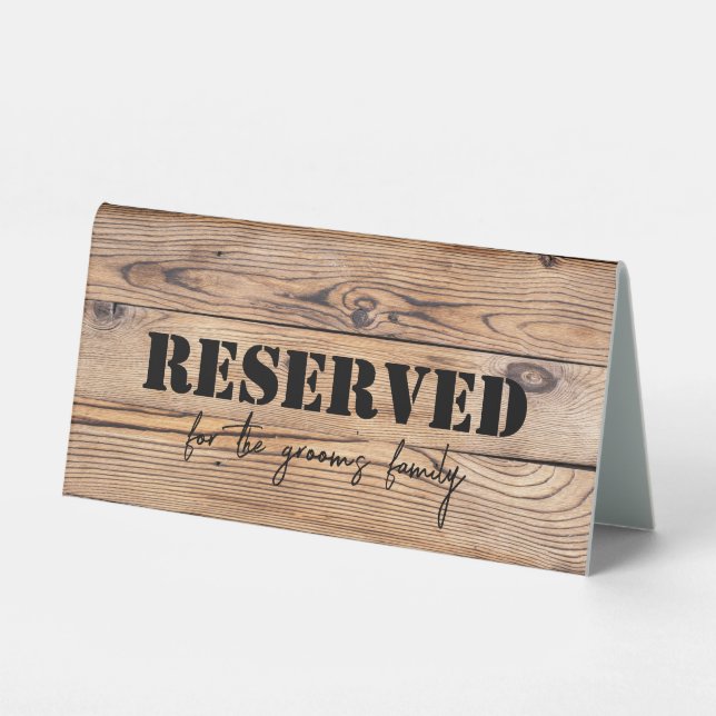Plaque De Table Ferme en bois Mariage Moderne Rustique Réservé (Recto)