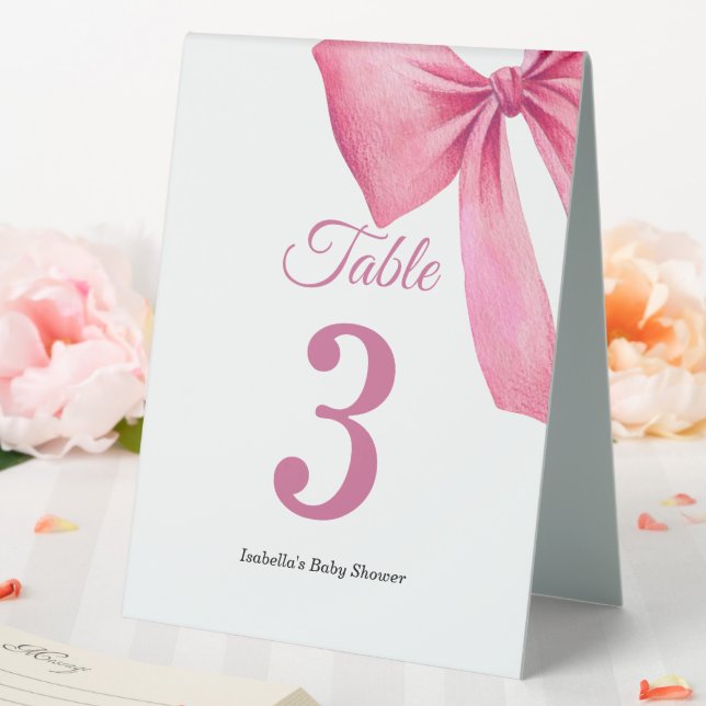 Plaque De Table Fête de bébé fille à ruban rose (In SItu (Mariage))