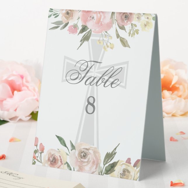 Plaque De Table Fête de confirmation personnalisée élégante fleurs (In SItu (Mariage))