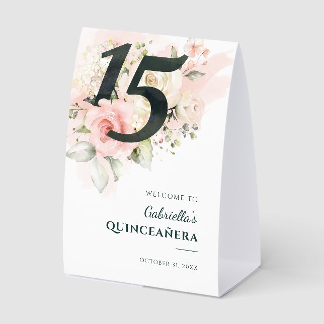 Plaque De Table Fête de Quinceañera pour un 15ème anniversaire flo (Recto)