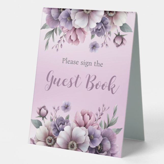 Plaque De Table Fête des mariées Lavender Aquarelle Florale (Recto)