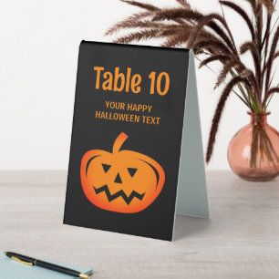 Plaque De Table Fête Halloween en noir et orange personnalisée