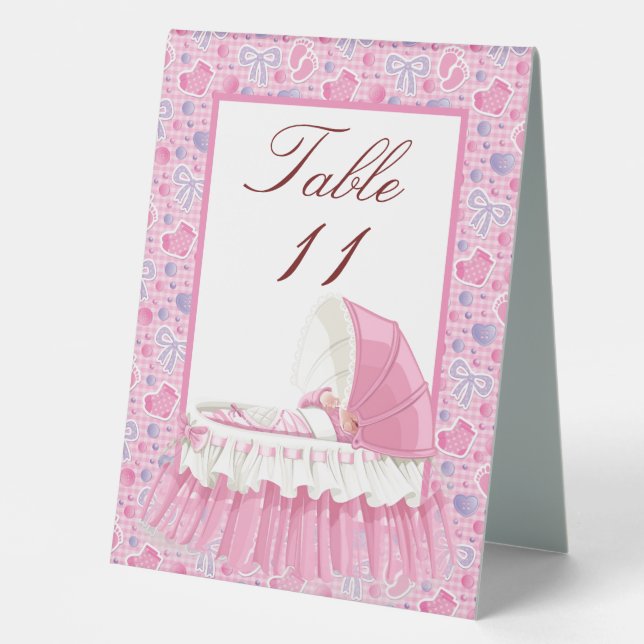 Plaque De Table Fille Bébé Numérotée Personnalisée  (Recto)