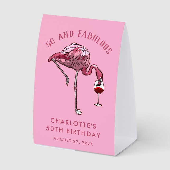 Plaque De Table Flamingo Personnalisé Cadeau Spécial 50e Anniversa (Recto)
