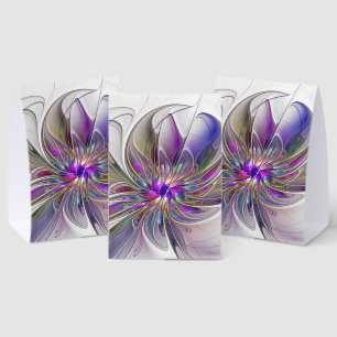 Plaque De Table Fleur d'art fractal abstrait énergique et coloré