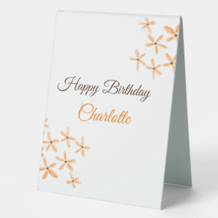 Plaque De Table Fleur orange brune heureux anniversaire ajouter no
