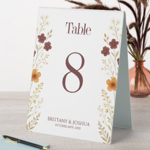 Plaque De Table Fleur sauvage d'automne Elegant Boho Mariage