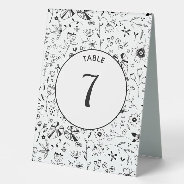 Plaque De Table Fleur sauvage Monochrome moderne (Recto)