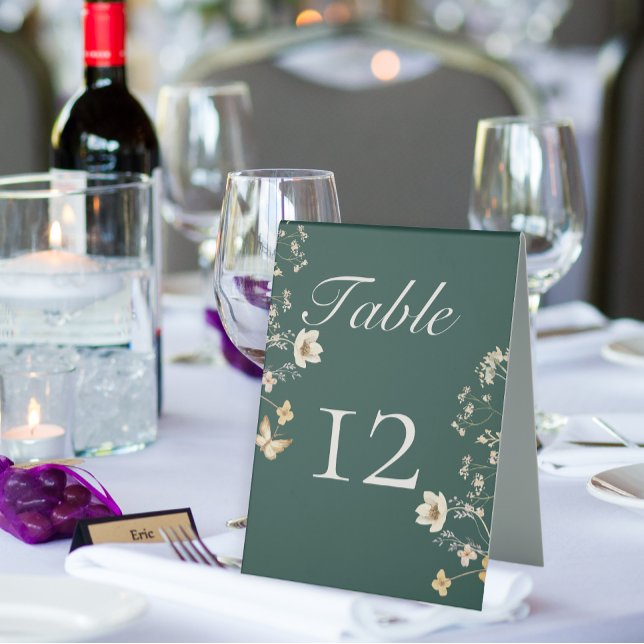 Plaque De Table Fleur sauvage rustique Frame Emerald Mariage vert (Créateur téléchargé)