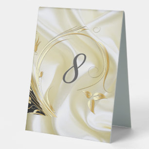Plaque De Table Fleurs Abstraites d'argent ou d'or sur - Soie