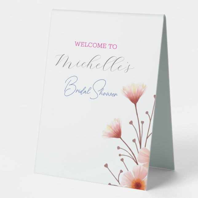 Plaque De Table Fleurs Aquarelles Réception de Mariage Mignonne  (Recto)