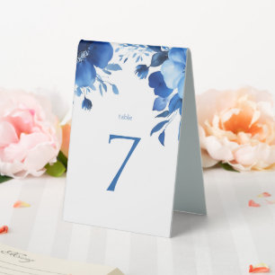 Plaque De Table Fleurs Bleues Aquarelle BAR MITZVAH PERSONNALISÉE