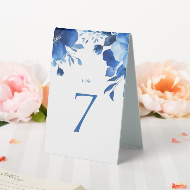 Plaque De Table Fleurs Bleues Aquarelle BAR MITZVAH SUR MESURE (In SItu (Mariage))