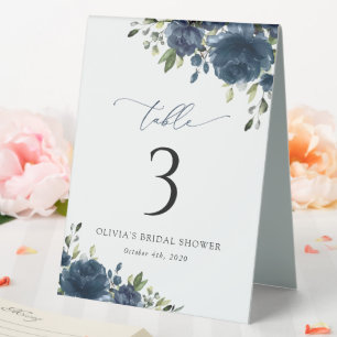 Plaque De Table Fleurs bleues de la Marine, Vert, Boho, Nombres de